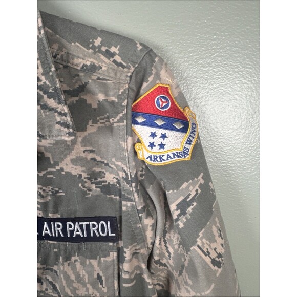 US Military Mens Green Camo Civil Air Patrol Field Button Down Jacket Distressed - Picture 4 of 12